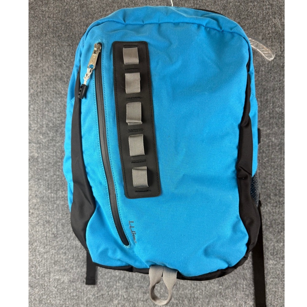 L.L. Bean Quad Pack Backpack Blue Black School Travel Laptop Sleeve Big Work EUC